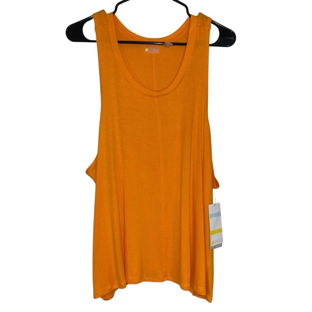 Zella Favorite Rib All Day Racerback Orange Tank Top - Picture 2 of 8